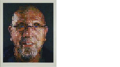 6226 Chuck Close, Self-Portrait Screenprint 2012, in About Face: Self-Portraiture in Contemporary Art.