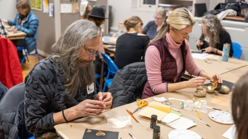 Community members enjoyed an evening in the galleries and then in the studio during a Studio Session in February 2024.   