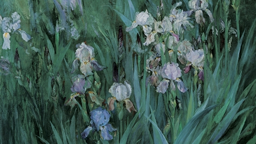 Maria Oakey Dewing, Iris at Dawn, 1899, oil on canvas. Purchased through the Miriam H. and S. Sidney Stoneman Acquisition Fund and the Mrs. Harvey P. Hood W’18 Fund; P.999.11.