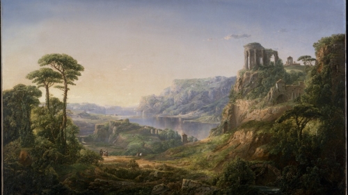 William Louis Sonntag, Italian Lake with Classical Ruins, 1858, oil on canvas