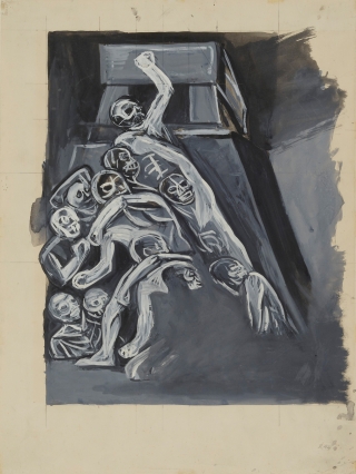 José Clemente Orozco, "Study for The Departure of Quetzalcoatl" (Panel 7) for "The Epic of American Civilization", about 1930–34, gouache on paper; W.988.52.81