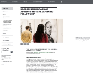 Screenshot of the Mutual Learning Fellowship webpage on the Hood Museum's website.