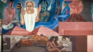 Detail from José Clemente Orozco, The Epic of American Civilization: The Coming of Quetzalcoatl (Panel 5), 1932–34, fresco. Hood Museum of Art, Dartmouth: Commissioned by the Trustees of Dartmouth College; P.934.13.5. Photo by Jeffrey Nintzel.