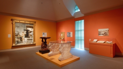 The exhibition Alma-Tadema and Antiquity Imagining Classical Sculpture in Late-Nineteenth-Century Britain installed in the Hood Museum's Harrington Gallery. Photo by Jeffrey Nintzel.