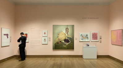 "The Politics of Pink" installed in the Hood Museum's Gutman Gallery. Photo by Alison Palizzolo.