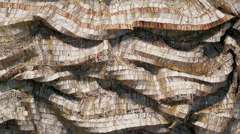 El Anatsui, Ghanaian, born 1944, Hovor (detail), 2003, aluminum bottle tops and copper wire. Hood Museum of Art, Dartmouth: Purchased through gifts from the Lathrop Fellows; 2005.42.