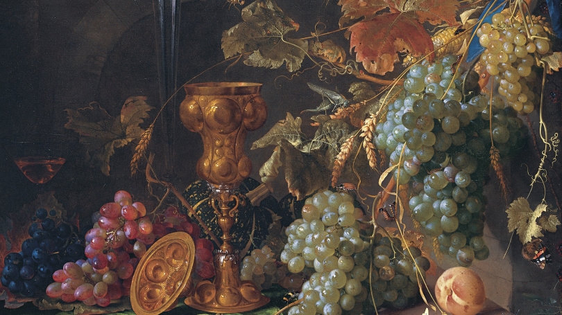 Jan Davidsz. De Heem, Dutch, 1606 - 1684, Still Life with Grapes (detail), about 1660, oil on canvas. 