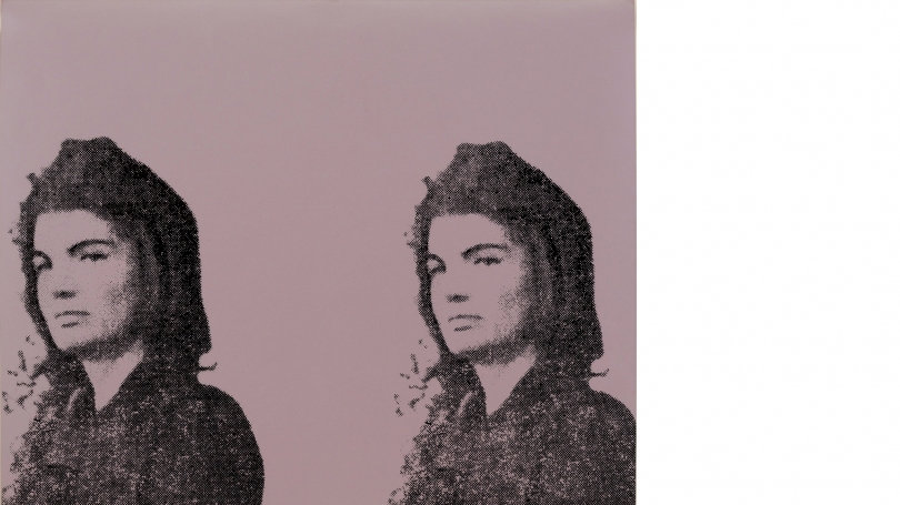Andy Warhol, Jacqueline Kennedy II, 1966, silkscreen on mauve paper, signed, edition 63/200. Lent by Trevor Fairbrother and John T. Kirk © 2015 The Andy Warhol Foundation for the Visual Arts, Inc. / Artists Rights Society (ARS), New York
