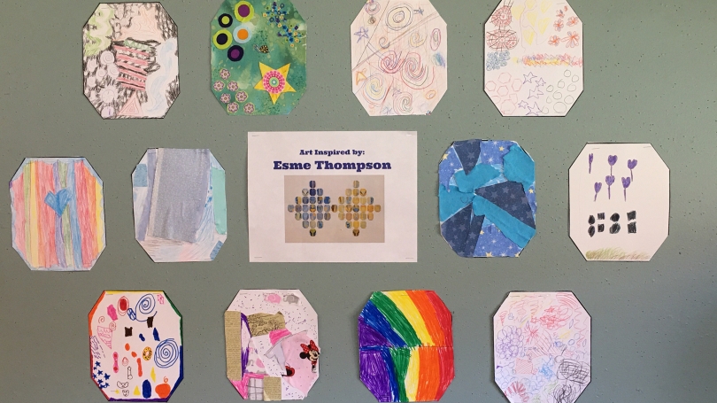 Hanover Street School's 3rd grade ArtStart class' art inspired by Esmé Thompson.