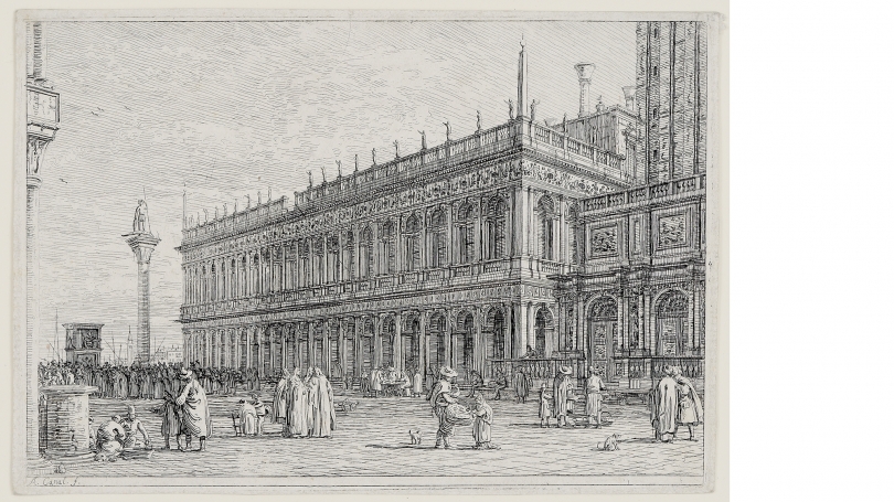 Giovanni Antonio Canal (Canaletto), La Libreria (The Library, Venice), about 1740–44, etching on laid paper. Gift of Jean K. Weil in memory of Adolph Weil Jr., Class of 1935; PR.997.5.37.