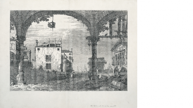 Giovanni Antonio Canal (Canaletto), The Portico with the Lantern, about 1740–44, etching on laid paper. Gift of Jean K. Weil in memory of Adolph Weil Jr., Class of 1935; PR.997.5.31.