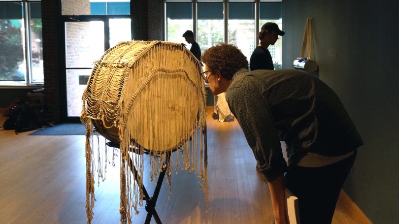 Students explore the work of Terry Adkins during Spencer Topel’s Sound Art Practice class. Photo by Amelia Kahl.