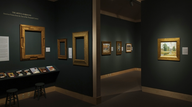 Embracing Elegance: American Art from the Huber Family Collection installed in the Hood Museum's Friends and Cheatham Galleries. Photo by Jeffrey Nintzel. 