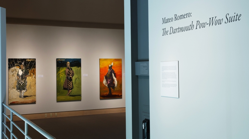 Mateo Romero: The Dartmouth Pow-wow Suite installed in the Hood Museum's Harrington Gallery. Photo by Jeffrey Nintzel. 