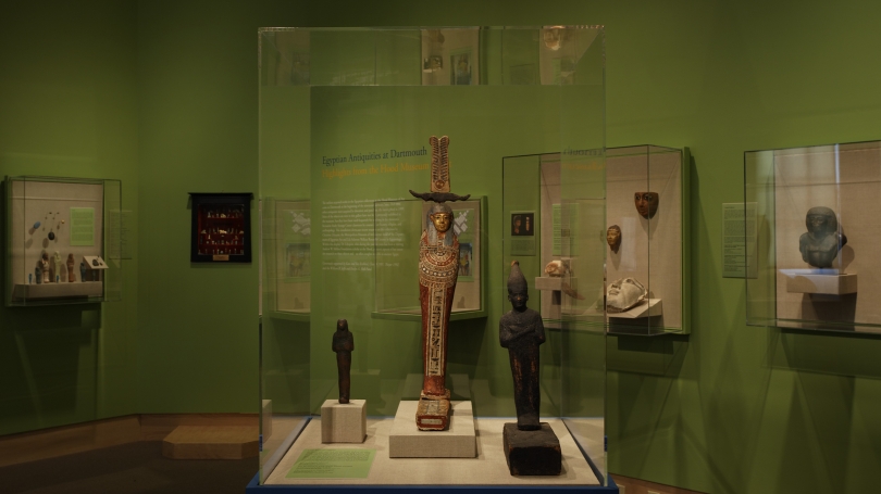 Egyptian Antiquities at Dartmouth: Highlights from the Hood Museum of Art installed in the Gutman Gallery. Photo by Jeffrey Nintzel. 