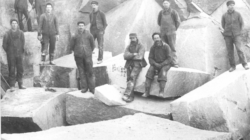 Photographer unknown, Granite quarry and workers