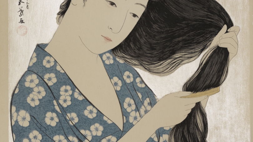 Hashiguchi Goyō, Woman Combing Her Hair