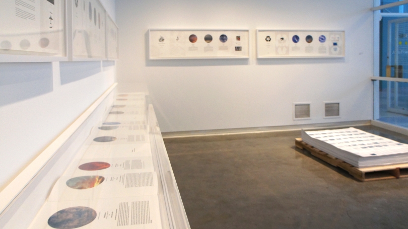 Installation of Mining Big Data on view in Strauss Gallery, Hopkins Center. Photo by Alison Palizzolo.