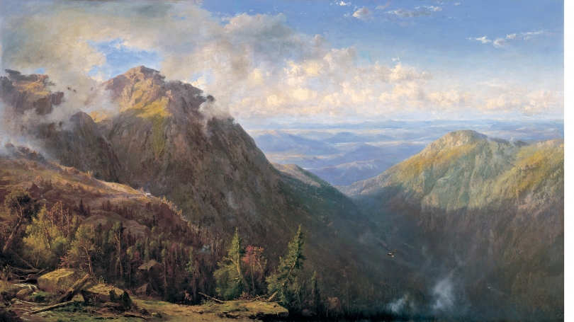 Regis Francois Gignoux, New Hampshire (White Mountain Landscape), about 1864, oil on canvas. Purchase made possible by a gift of Olivia H. and John O. Parker, Class of 1958, and by the Julia L. Whittier Fund; P.961.1.
