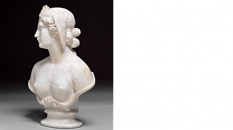 Harriet Goodhue Hosmer, Medusa, about 1854, marble. Purchased through a gift from Jane and W. David Dance, Class of 1940; S.996.24.