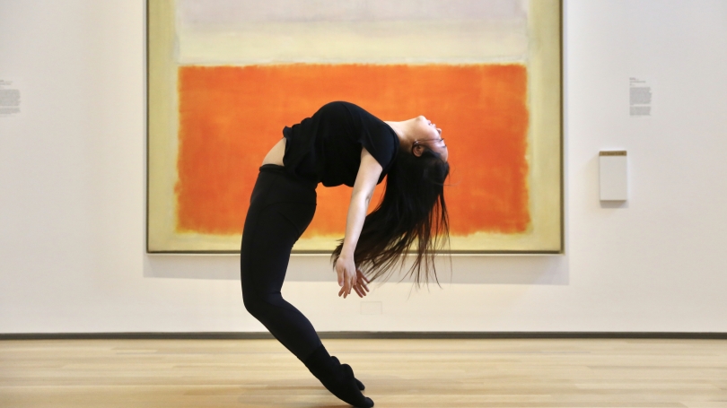 Sugarplum dancer with Mark Rothko’s “Lilac and Orange over Ivory” 