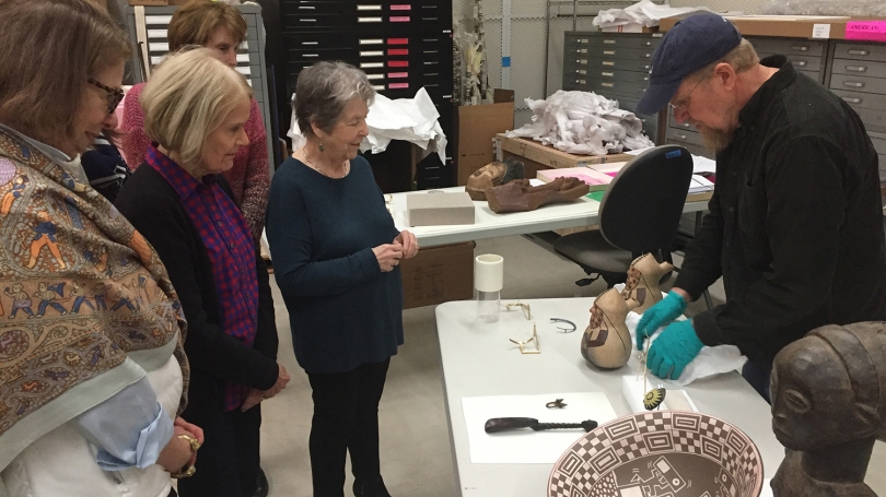 Lead preparator John Reynolds discusses the process of making mounts with Hood docents.