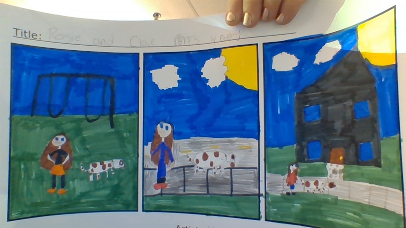A work of art from a 5th grade Images student from a lesson exploring how artist tell stories through their art.