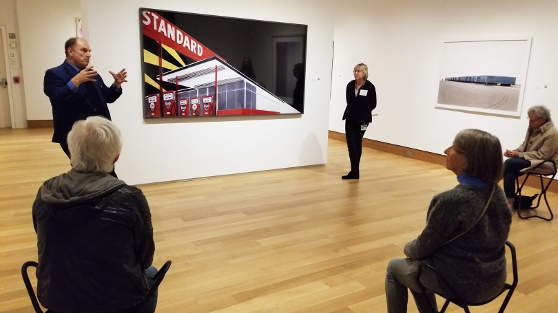 Director John Stomberg presents during a Conversations & Connections on works from the Art for Dartmouth in honor of Dartmouth College's 250th anniversary. 