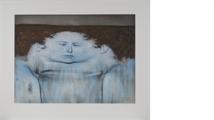Kiki Smith, My Blue Lake, 1995, photogravure, à la poupée inkling, and lithograph in 3 colors on mold made En Tout Cas paper. Purchased through the Virginia and Preston T. Kelsey '58 Fund, a gift from the Muchnic Foundation in honor of Angela Rosenthal, A