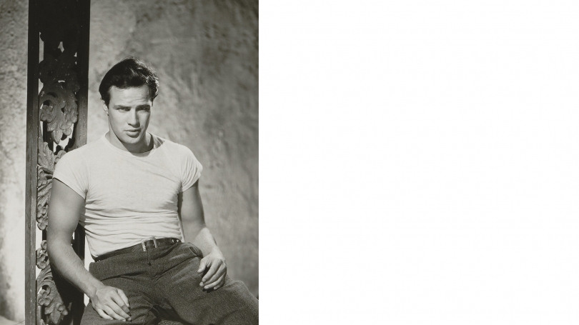 John Engstead, Marlon Brando for A Streetcar Names Desire, Warner Brothers, 1950, gelatin silver print. The John Kobal Foundation Collection; Purchased through the Mrs. Harvey P. Hood W'18 Fund; 2019.57.19.