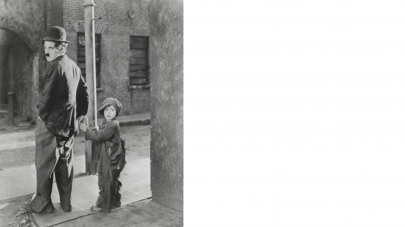 Unknown, Charlie Chaplin and Jackie Coogan for the Kidd, Charlie Chaplin Productions, 1921, gelatin silver print. Hood Museum of Art, Dartmouth College: The John Kobal Foundation Collection; Purchased through the Mrs. Harvey P. Hood W'18 Fund; 2019.57.23
