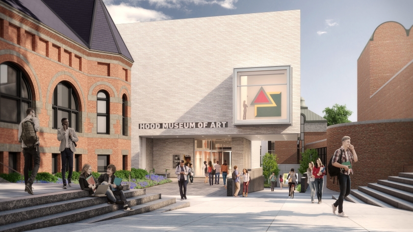 Artist rendering of the north façade of the expanded Hood Museum of Art. Rendering by MARCH.
