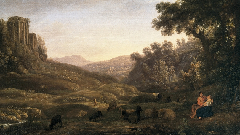 Claude Lorrain, French, 1604-1682, Landscape with a Shepherd and Shepherdess (detail), about 1636, oil on canvas. 