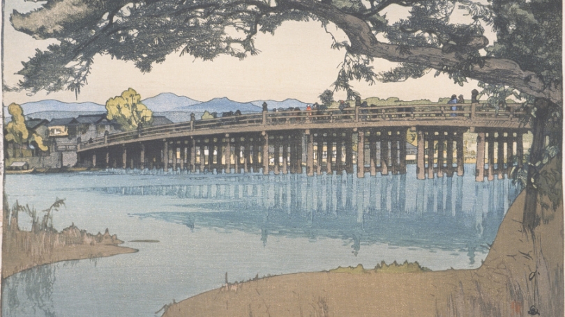 Hiroshi Yoshida, Seta Bridge, 1933, color woodcut on wove paper