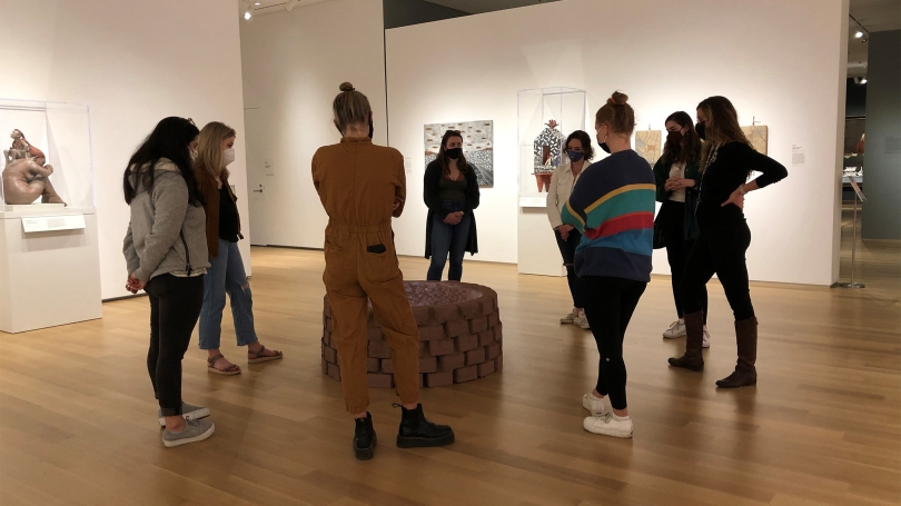 Hood Museum of Art Interns lead fellow Dartmouth students on a Tiny Tour of the museum.