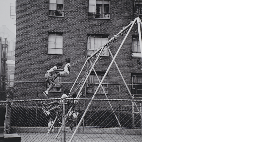 children on swing set, Harlem, NY