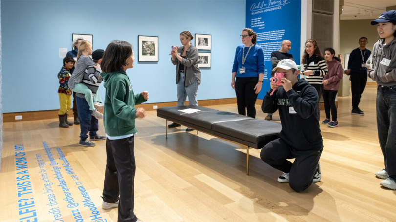 Families playing in And I'm Feeling Good: Relaxation and Resistance during a Family Workshop in Winter of 2024.