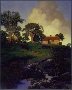 Maxfield Parrish, Hunt Farm (Daybreak), 1948, oil on Masonite